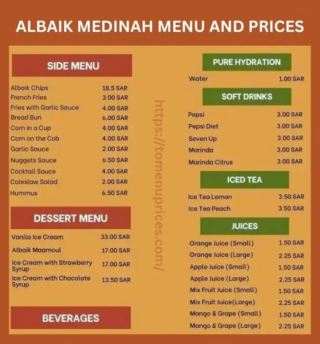 ALBAIK MENU WITH PRICES