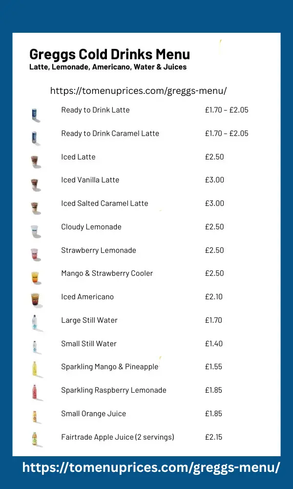 Greggs Cold Drinks Menu 2 Greggs Cold Drinks Menu